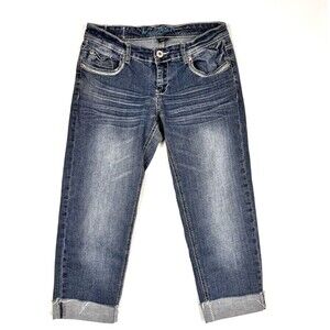 Ariya Jeans Cropped 7/8 Womens Blue Whiskered